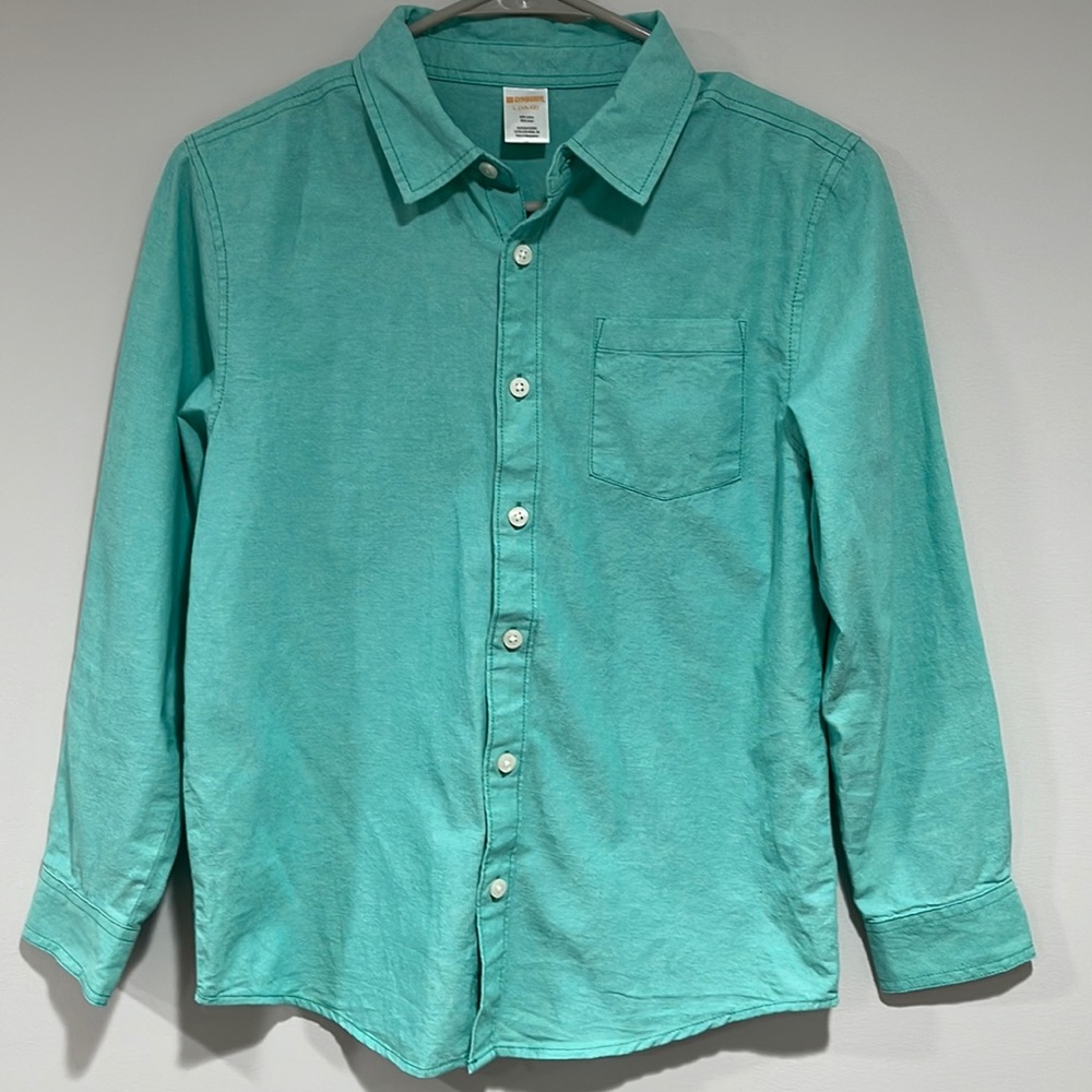 Gymboree mint green button down shirt boys size 10-12